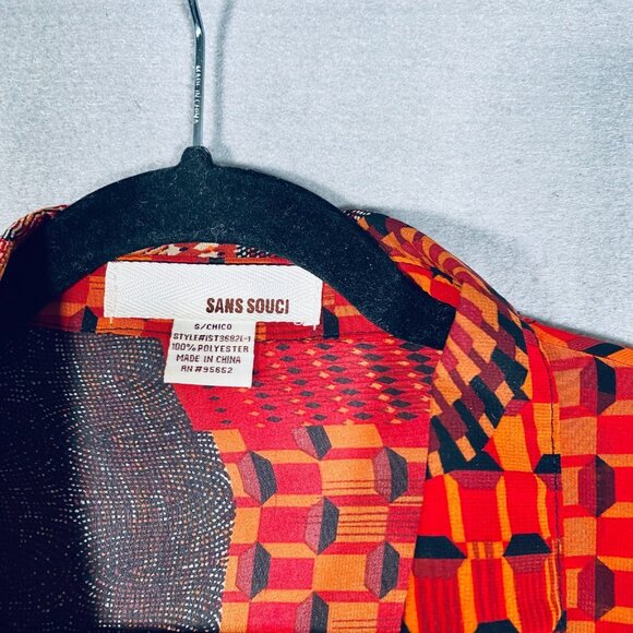 Sans Souci Top Womens S Red Stretch Spiked Buttons Career Artsy - Picture 5 of 12